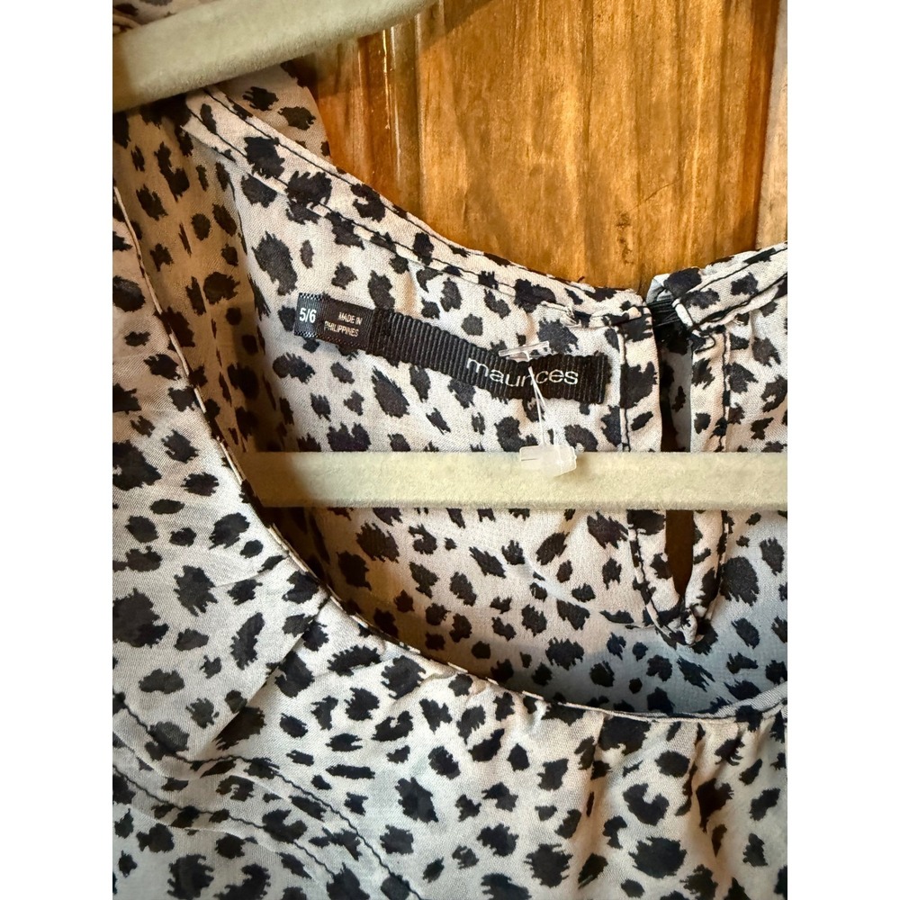 Maurices Leopard Print Ruffle Bodice Sheath Dress Black Pencil Skirt Size 5/6 - Picture 5 of 7